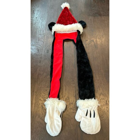 Mickey Mouse Christmas Hat with hand scarf and hand mittens nwt - Picture 1 of 2